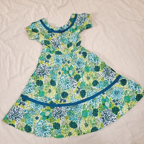 Vintage Dresses & Skirts - 1950s green novelty print floral dress!
